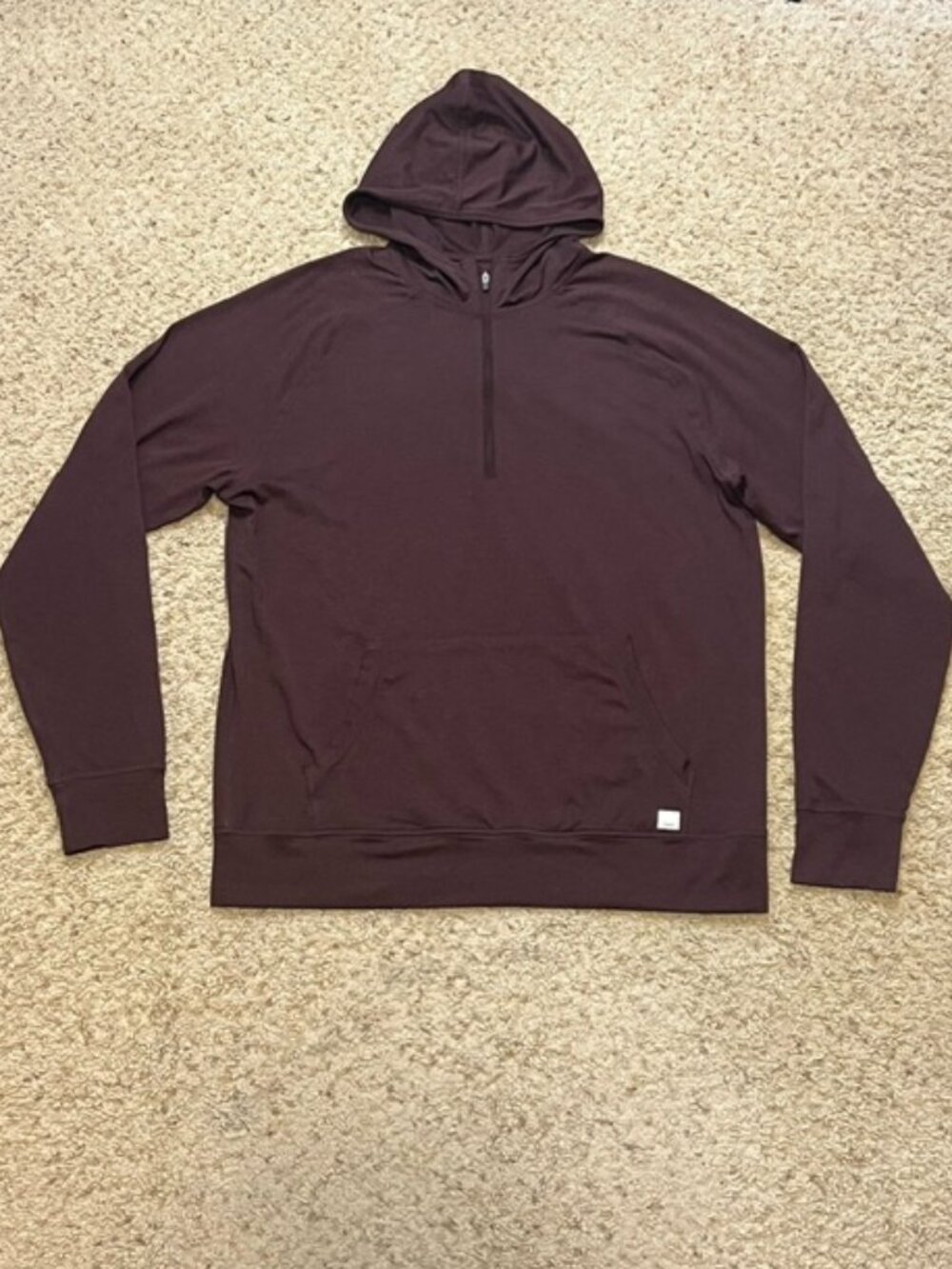 Vuori Men Brown Ponto Performance Half Zip Pullover Hoodie Size L EUC Dreamknit